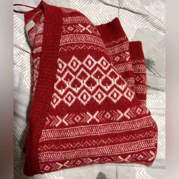 Loft red& cream patterned cardigan-size m - Picture 3 of 7